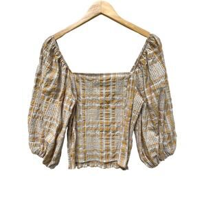Anthropologie NWT Square Neck Plaid Blouse from Maeve, S